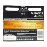 Back of a Duracell AAA battery packaging with text and branding.